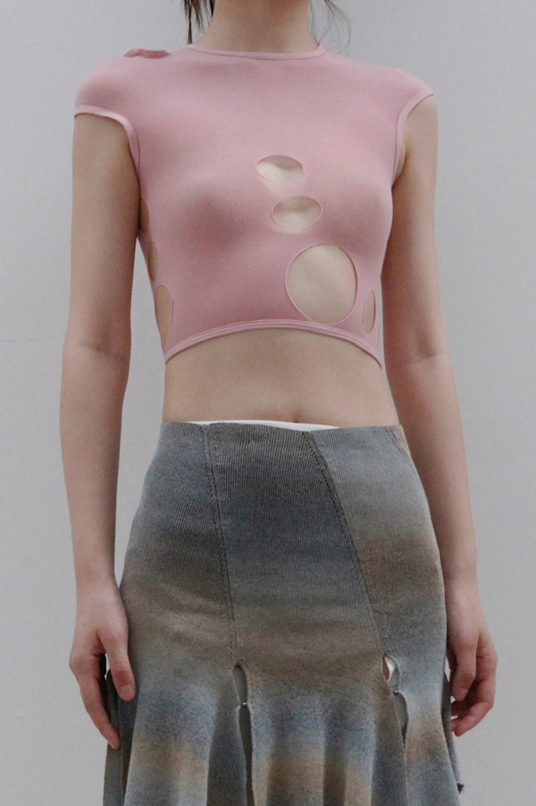 Rui Zhou Semi-transparent hollow top RUI-RAW23JW01-DSF Ruby RAW23JW01